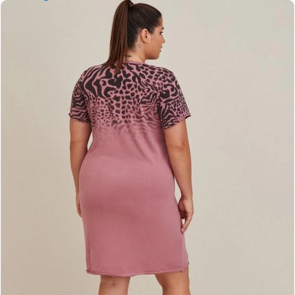 NWT! TORRID pink black leopard deconstructed dress, 1X. - Picture 2 of 9